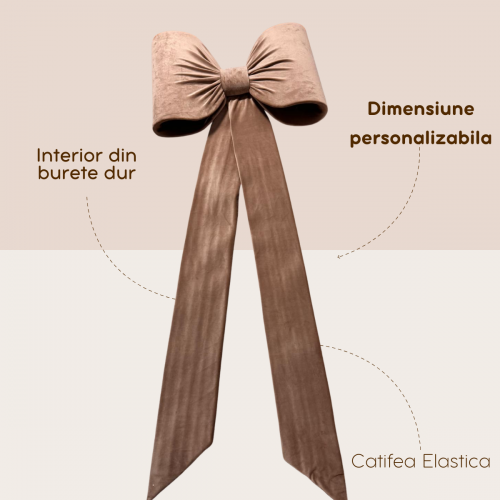 Fundă Decorativă Gigant din Catifea, 70 x 40 cm, Bej